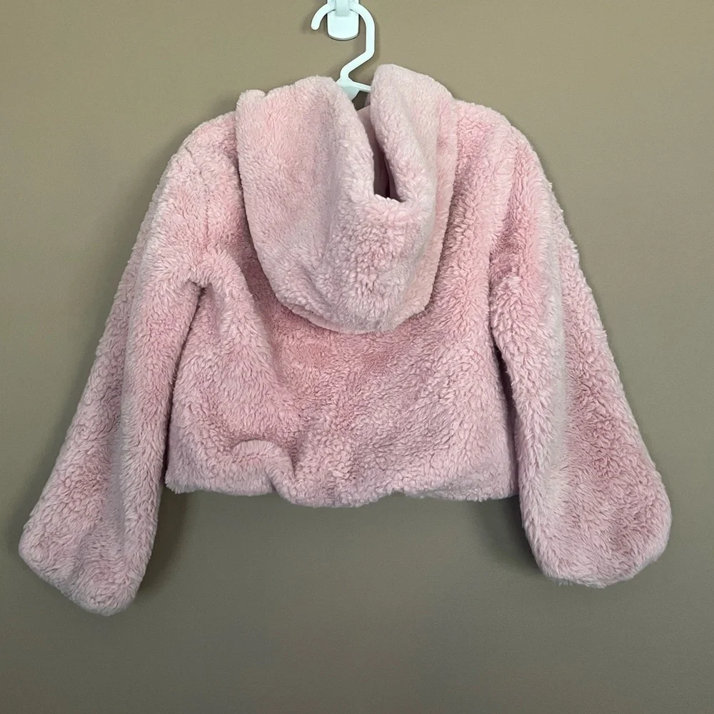 {OshKosh B'gosh} Faux Fur Hooded Jacket with Bubble Hem in PInk - Girls 5T